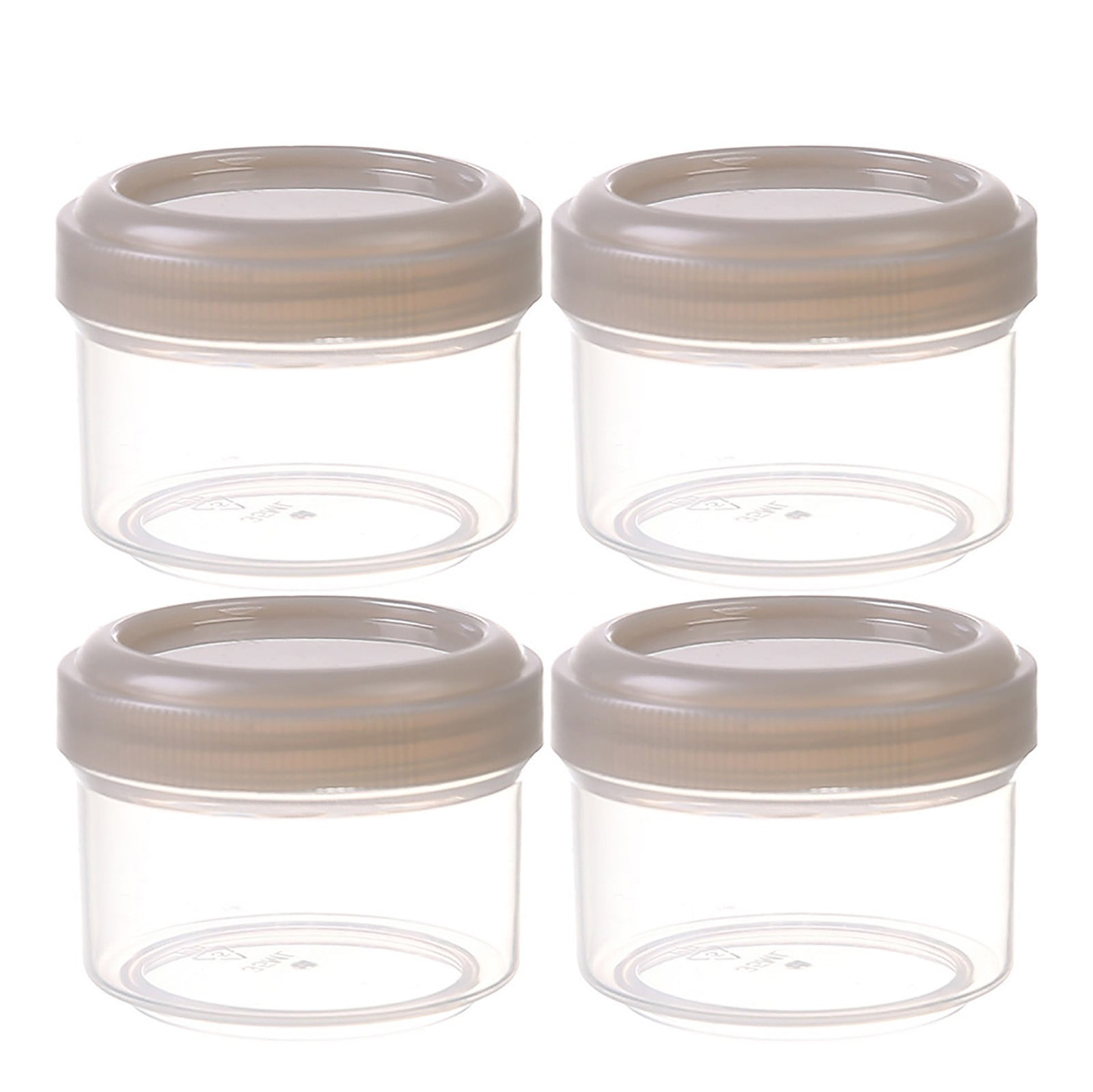4 Pieces Plastic Jars With Lids, Small Plastic Storage Jars With Screw On Lids, Mini Wide-Mouth Refillable Storage Containers, Empty, Grey
