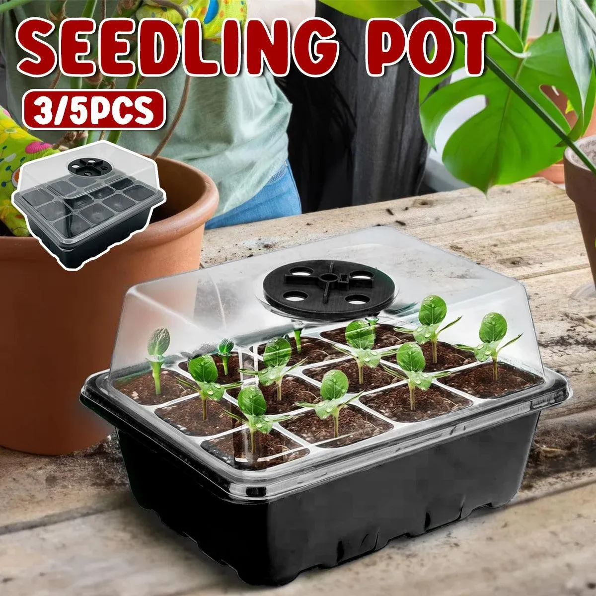 3/5pcs Plastic Seedling Tray Gardening Plant Starter Trays Nursery Pots Planting - 5PCS โ image 2