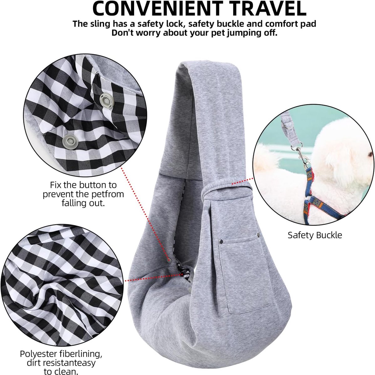 Dog carrier bag - reversible puppy carrier bag - pet bag - cat backpack - dog and cat carrier bag - with storage compartment - shoulder bag - hands-free dog — image 5