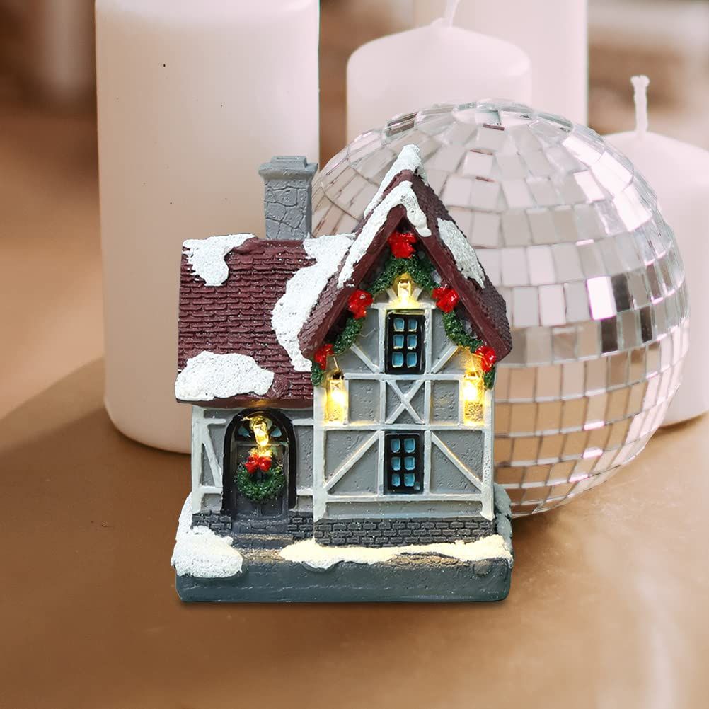 Christmas Lighted House LED Xmas Village House Desktop Ornament Table Centerpiece Adorn Place it on your tabletop, fireplace โ image 3