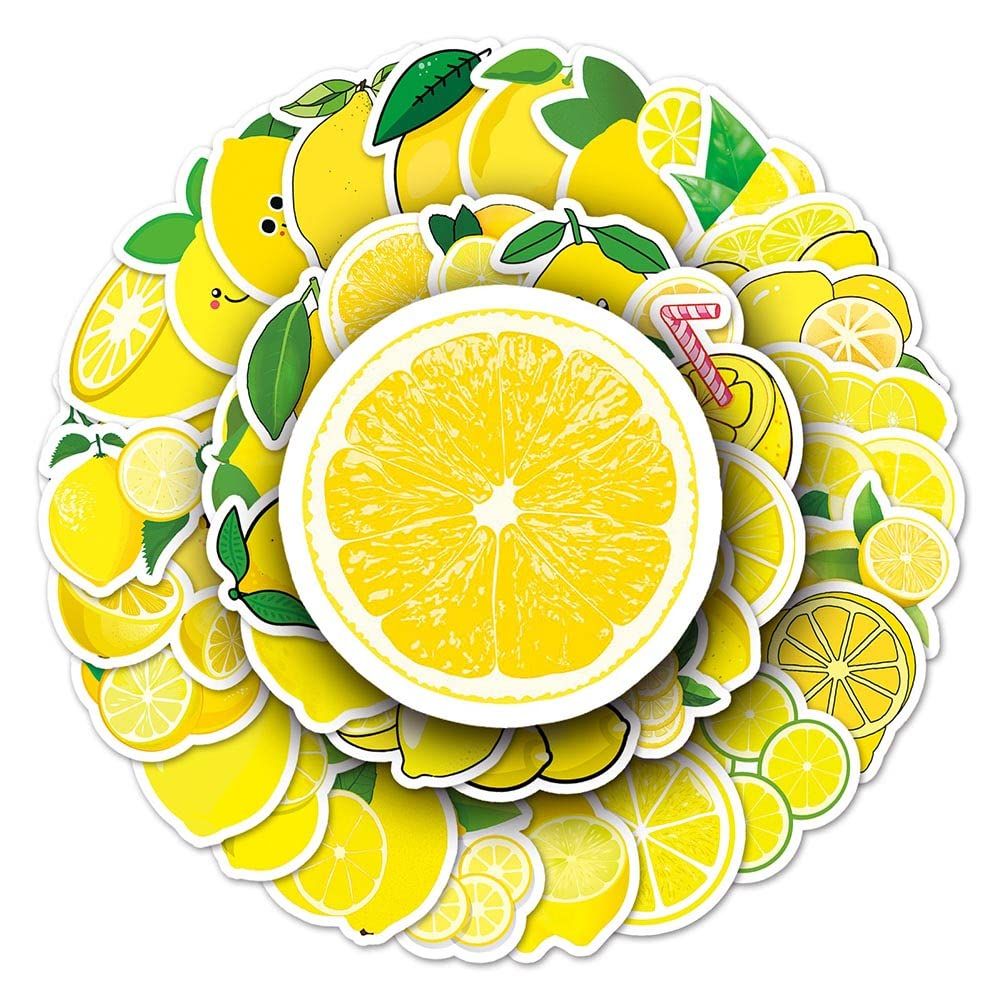 Lemon Stickers |50Pcs Lemon Waterproof Vinyl Decals for Water Bottles Laptop Luggage Cup Computer Mobile Phone Skateboard — image 2