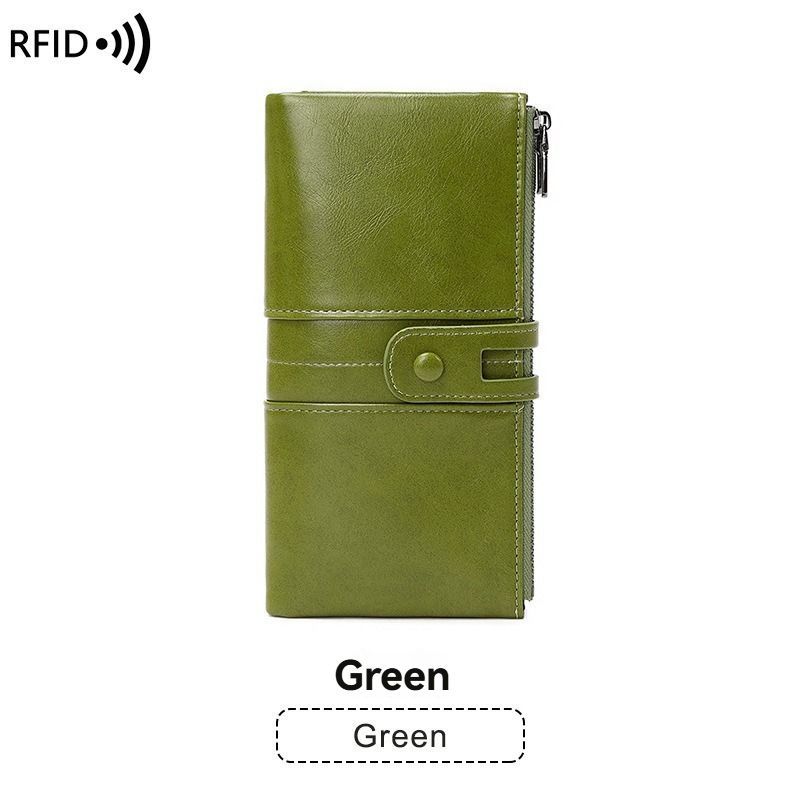 women's leather wallet, anti-skimming wallet, retro style wallet, Korean fashion wallet, long wallet for women, ladies accessory, RFID blocking wallet, genuine — image 4