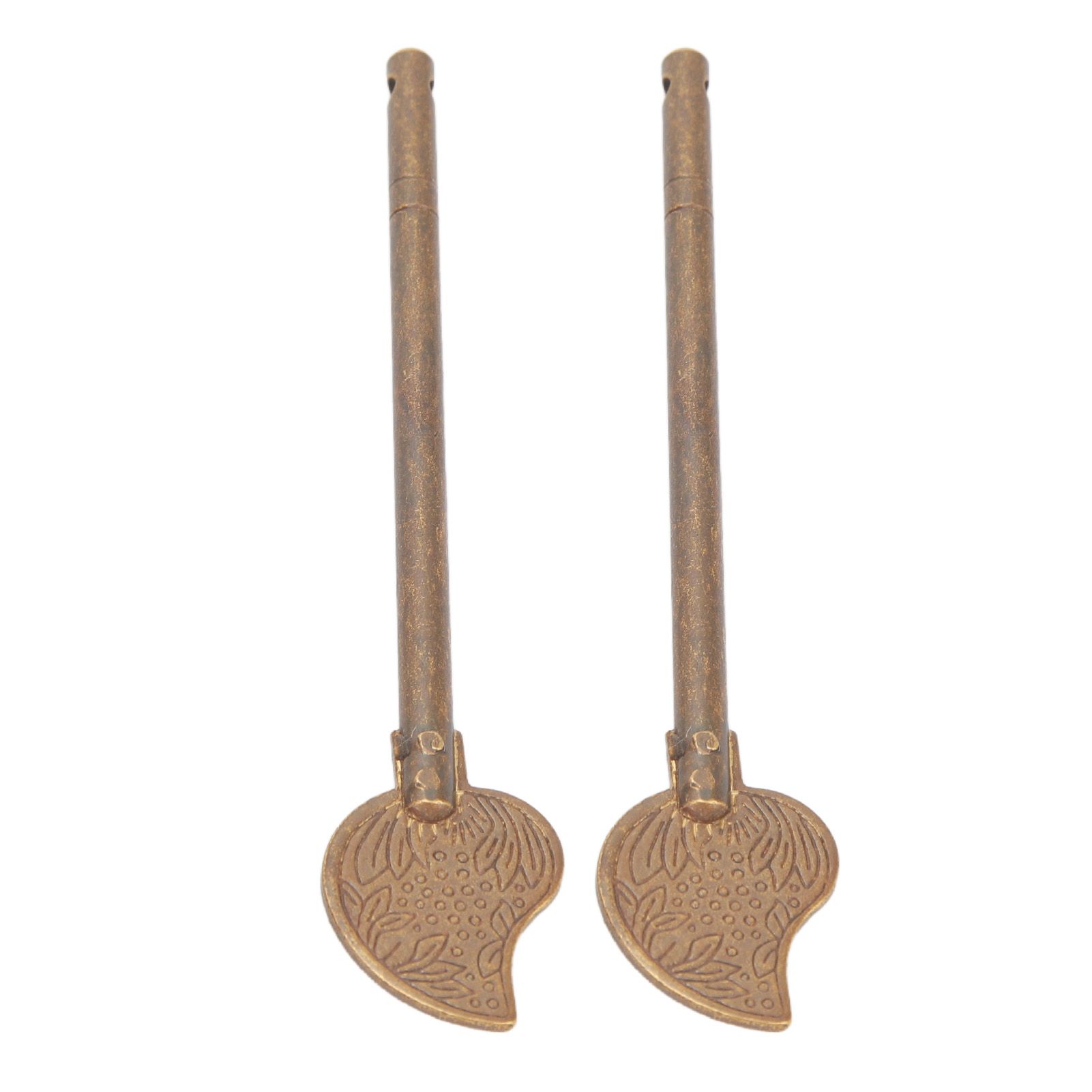 2 Pcs Door Latch Locking Pin 11cm Leaf Shape Retro Style Brass Cabinet Key Latch Bolt Locking Pin โ image 4