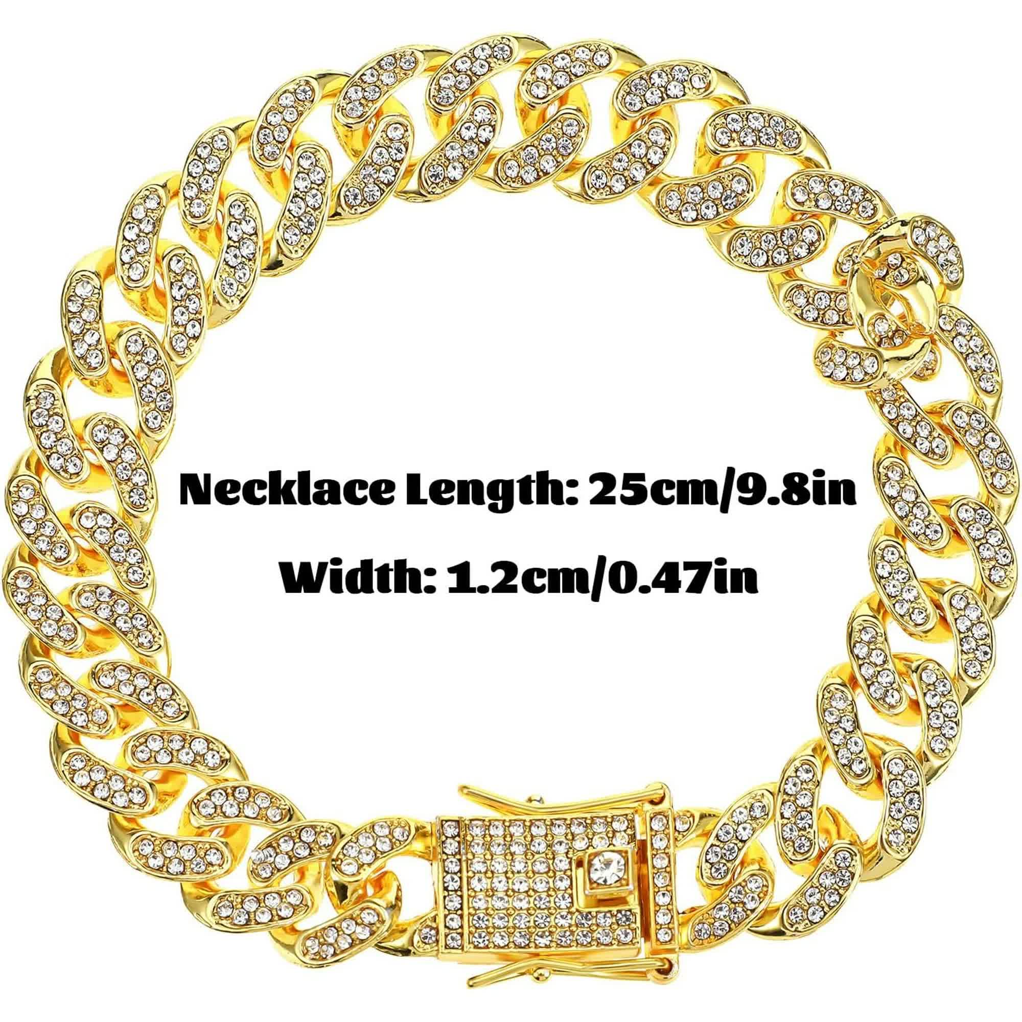 Chain Collar for Dog Diamond Cuban Link Dog Collar 13mm Wide Pet Cuban Style Collar Metal Cat Chain Pet Crystal Collar Jewelry Accessories for Small Medium — image 2