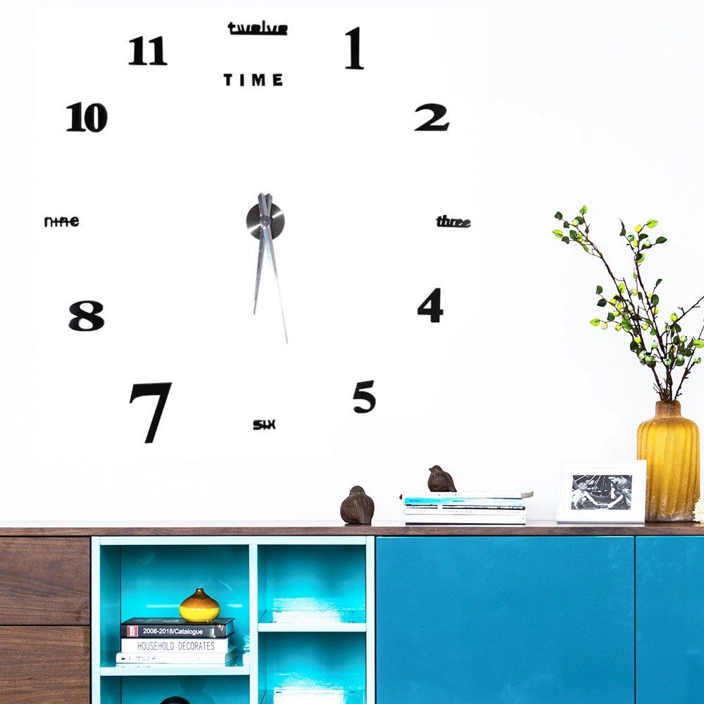 Modern DIY Large Wall Clock Kit 3D Mirror Surface Sticker for Home Office Room โ image 5