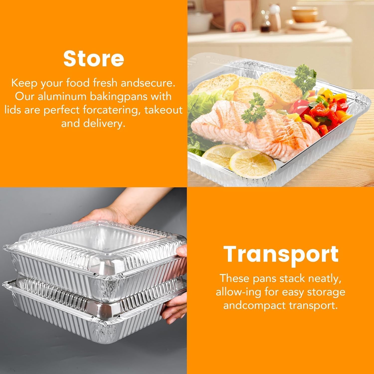 40 Pack 8 × 8 Inch Aluminum Pans with Clear Plastic Lids - Square Baking Cake Pans - Foil Pans with Lids - Disposable Food Containers Great for Cooking — image 6