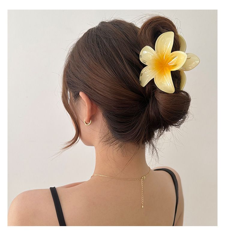 2 pcs Flower Hair Claw Clips - Hawaiian Flower Hair Claw Clips for Women | Preppy Flower Hair Clip | Plumeria Claw Clips — image 2