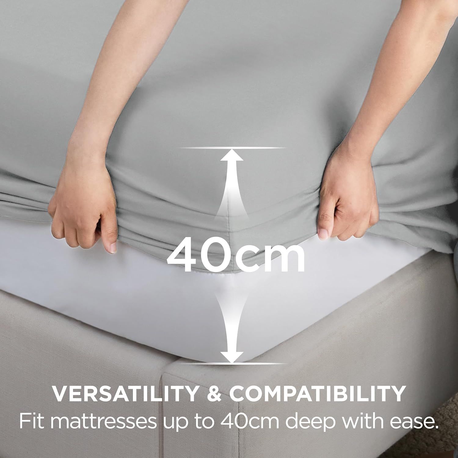 2000TC Hotel Quality Fitted Sheets - 2 Piece Fitted Sheets -Breathable Bedding - Wrinkle, Fade, Stain Resistant- 16inch/40cm Deep Pocket Fitted Bed — image 3