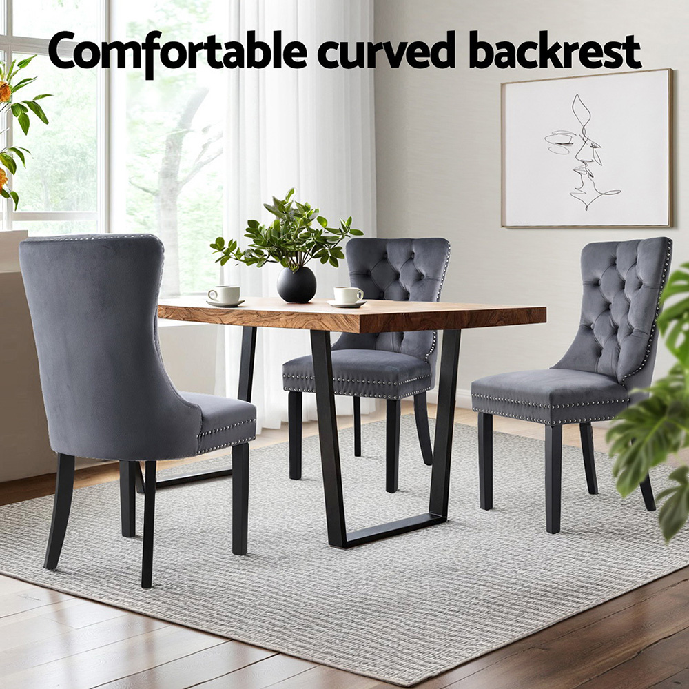 1 Set of 2 Artiss Dining Chairs Grey Velvet โ image 5