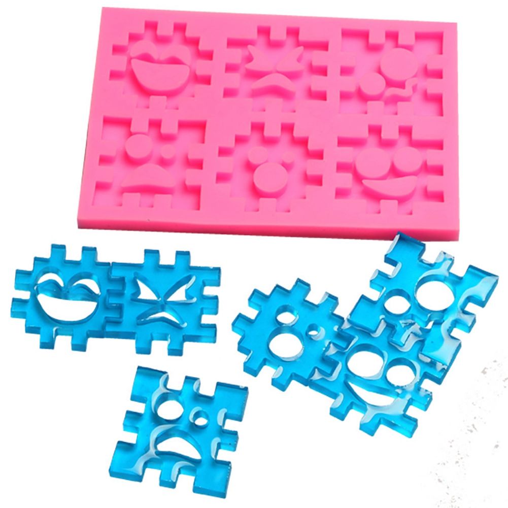 Smile Face Jigsaw Fondant Cake Decoration Mold Silicone DIY Baking Tool — image 3
