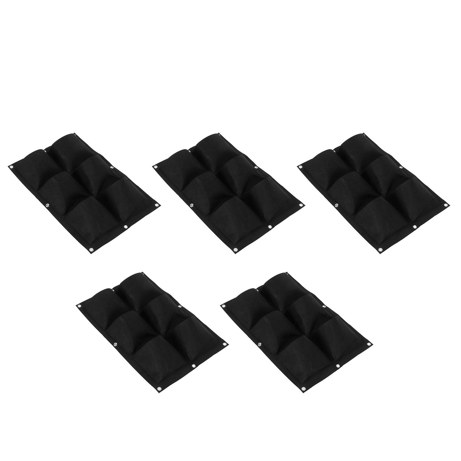 3Pcs 6 Pocket Plant Growing Bag Degradable Wall Hanging Felt Planter Bags Garden ToolBlack — image 6