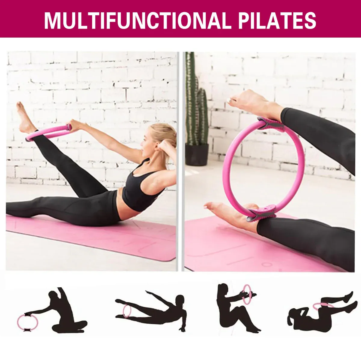 Multicolor Yoga Circle Crescent Handle Pilates Ring for Body Toning Exercise - Purple โ image 6