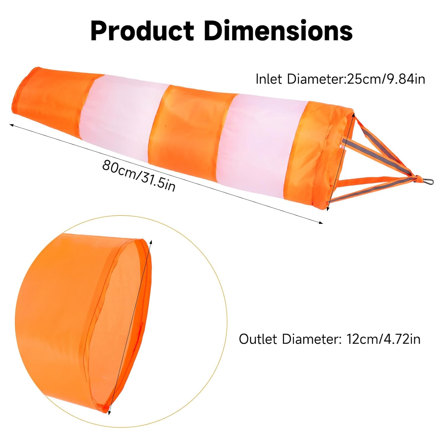 Wind Socks for Outside, 30 Inch Heavy Duty Windsock Waterproof Rip-Stop Hanging Windsocks Wind Sock Direction Indicators with Reflective Belt for Flags