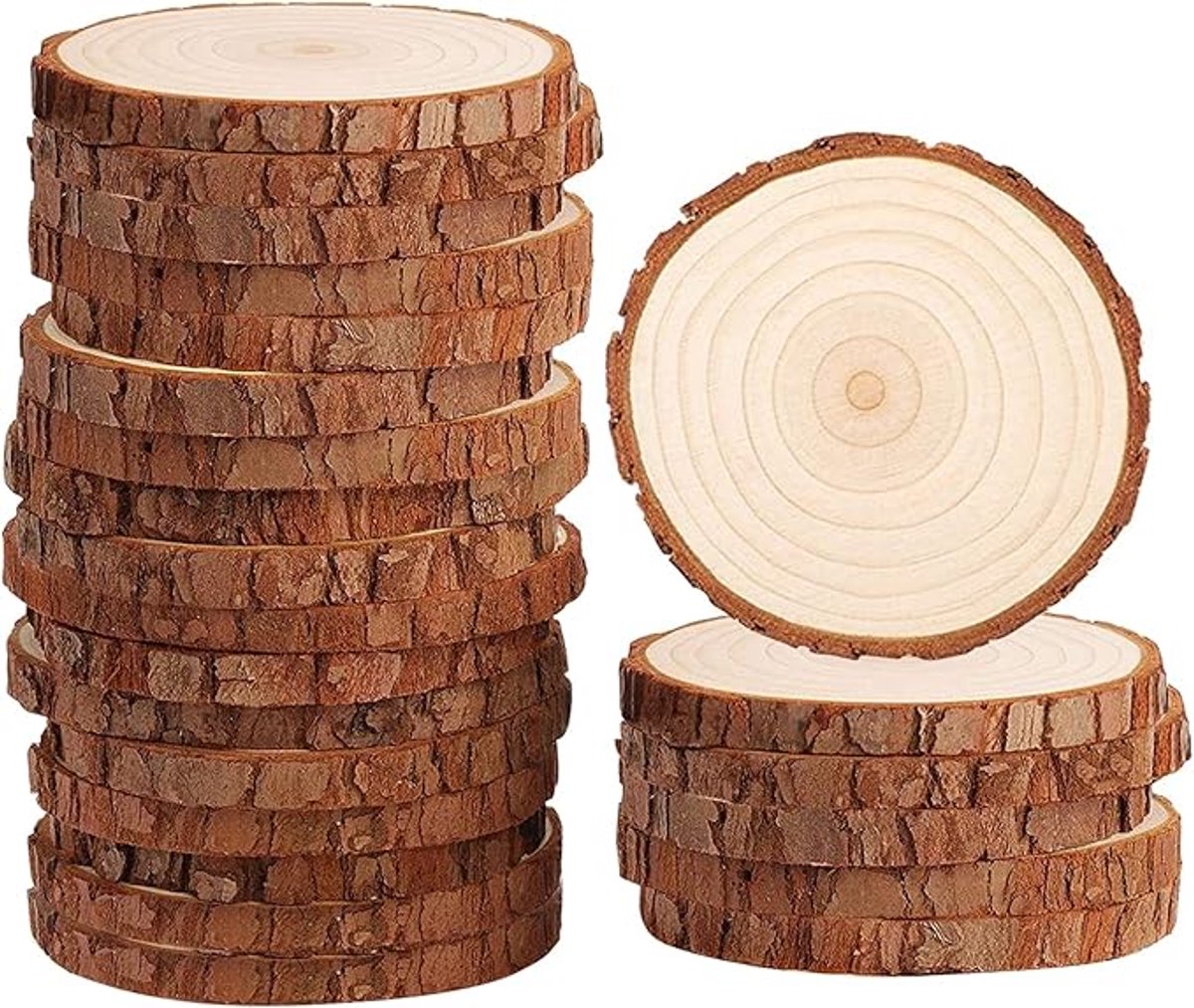 20 Tree Trunk Slices - Round Tree Trunk Slices - Natural Wooden Tree - No Holes - Christmas Decoration - Wedding Decoration - DIY - Diameter 9-10 cm