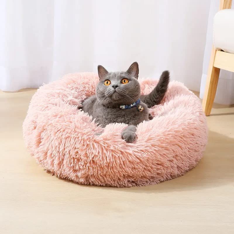 Cat Bed Fluffy Cat Bed Round Cat Bed Cat Furniture Cat Comfort Cat Sleeping Bed - Light Gray / 24in — image 3