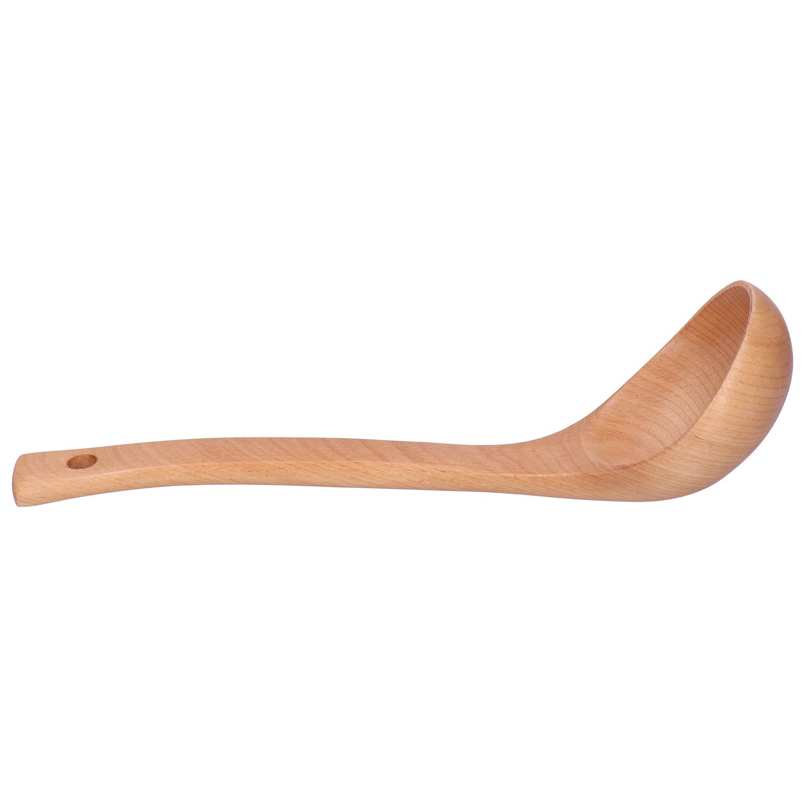 Soup Wooden Spoon with Hanging Hole Long Handle Lightweight 27.5x7.5cm/10.8x2.9in — image 6