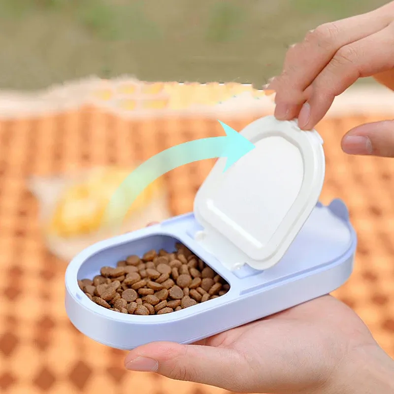 Dog Water Container and Feeder Picnic Accessory, Blue and White — image 4
