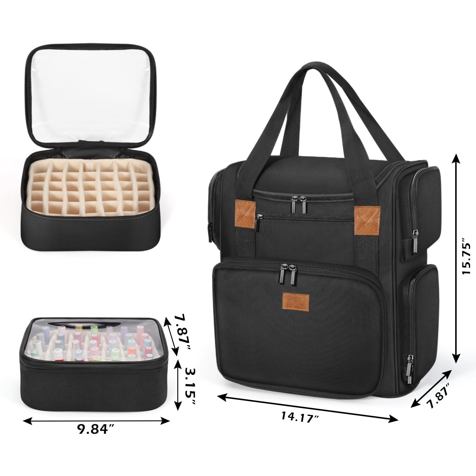 Nail Polish Organizer, Nail Polish Storage Holds 84 Bottles, Nail Organizers and Storage Bag Travel Case -Black — image 4