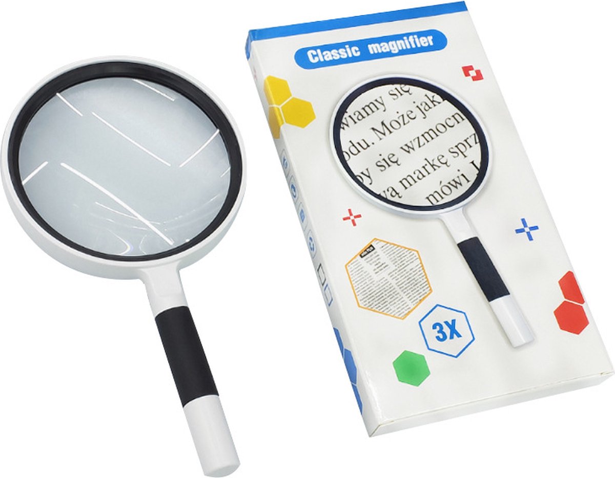 Luxury Magnifying Glass | Reading Magnifier | Handheld Magnifying Glass | Insect Magnifying Glass | 75 mm | 3X Magnification | Black and White — image 2