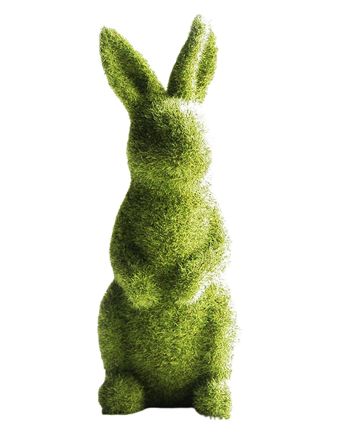Easter Moss Bunny Flocked Rabbit Statue Figurine Festival Garden Yard Home Party Ornament Decoration (Green, A) — image 2
