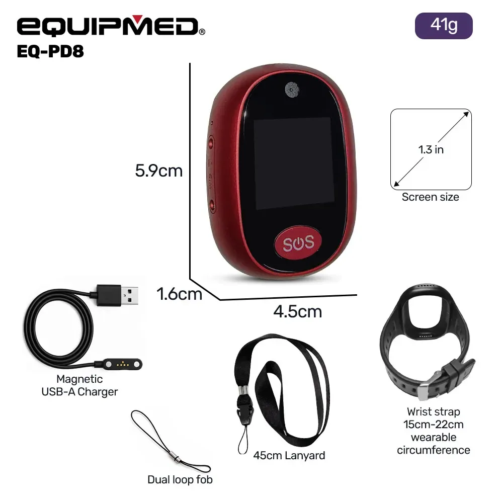 EQUIPMED Fall Detection Alarm Watch/Pendant with GPS and SOS Emergency Button, for Seniors, Location Tracking, 2-Way Calling, iPhone and Android Compatible — image 2