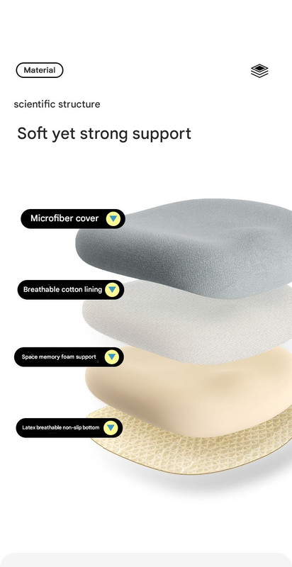 Memory Foam Student Seat Cushion - Pressure Relief, Non-Slip with Adjustable Straps for Healthy Posture(Astronaut Gray 36x34cm) โ image 5