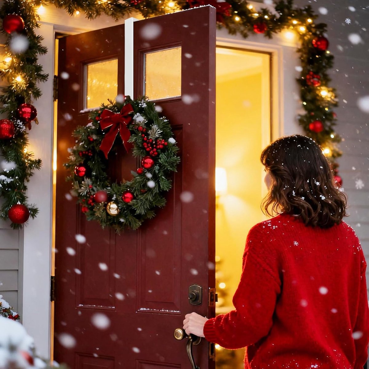 Wreath hanger - 1 piece - Christmas wreath hanger - adjustable from 38 to 65 cm - Wreath hanger for front door - Hooks - door hanger - hanging Christmas — image 5