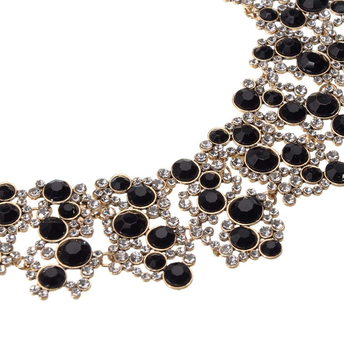 Two colors Crystal rhinestone/pearl necklace, vintage pendant necklace, Bohemian sparkling tassel collar necklace — image 4