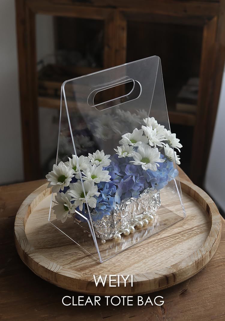 Acrylic Hand-held Vase,High-end Transparent Flower Box,Portable Flower Basket Floral Arrangement Flower (Acrylic vase) — image 5