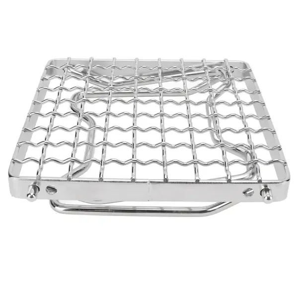 1 Piece Foldable Campfire Grill Stand, Stainless Steel Adjustable Mini Stove Rack for Camping, Picnics and BBQs, Silver, 16 × 16 cm — image 2