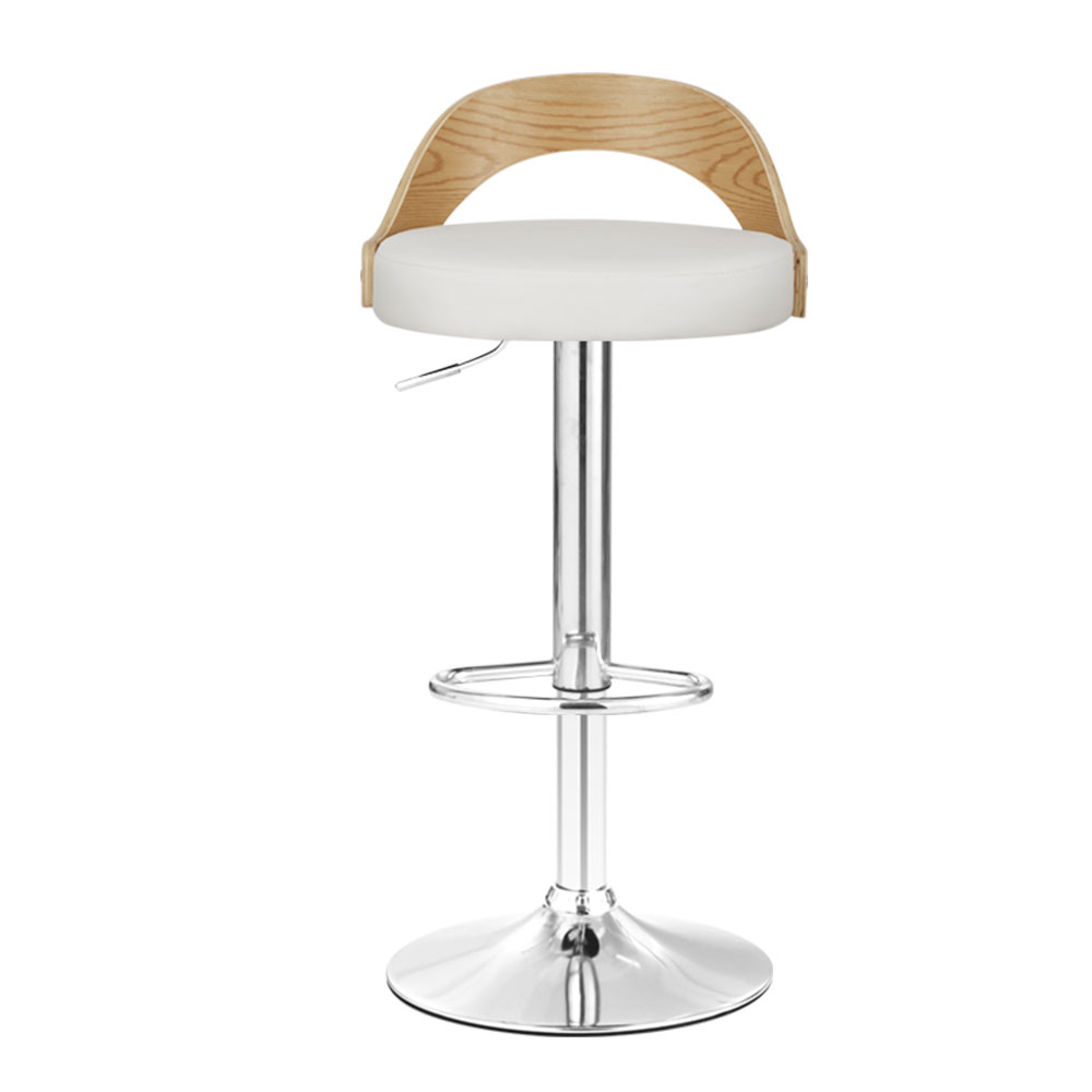 Artiss 2x Bar Stools Adjustable Leather Padded White — image 3
