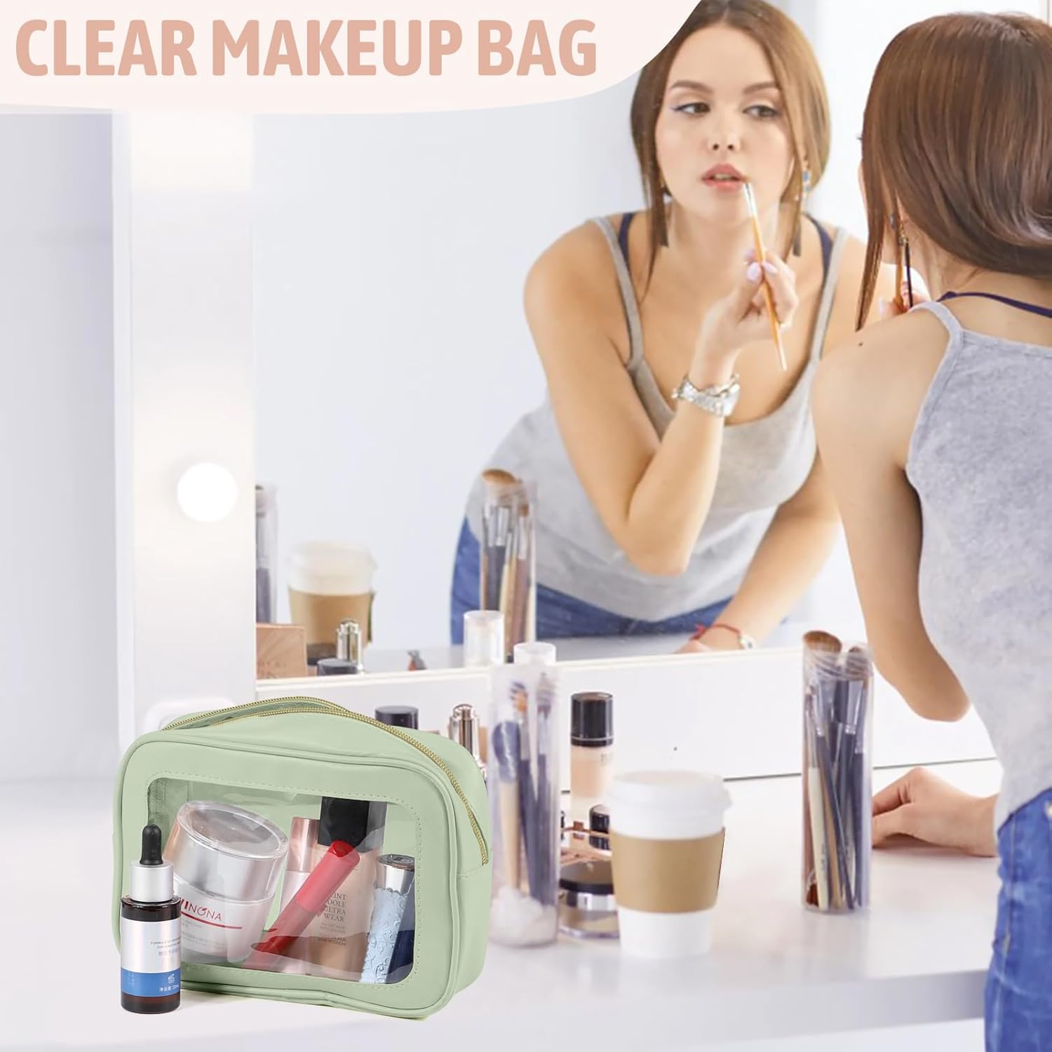 3PCS Clear Toiletry Bag,TSA Approved Travel Makeup Pouch with Zipper for Cosmetics and Toiletries,Diaper Bag Organizer Pouch Set,Women's Purse Organizer and — image 5