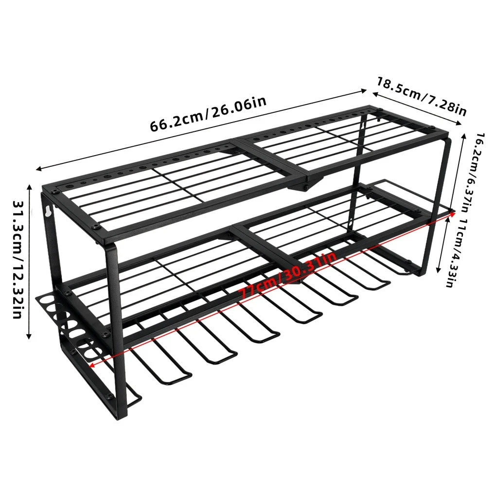 P&P Heavy Duty Power Tool Organizer with 7 Drill Holders Wall Mounted Garage Storage Rack for Tools & Utility — image 3