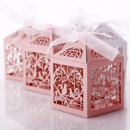 100 Piece Pack - Pink Dove Bird Heart Baby Birth naming Ceremony Bomboniere Favor Lolly Gift Card Box โ image 2