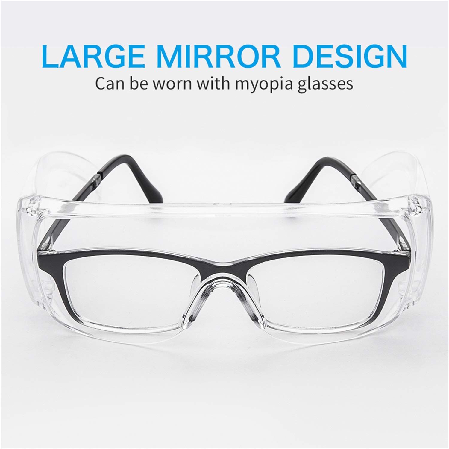 2pcs Safety Glasses for Over Glasses, Fog Resistant Work Safety Glasses Clear high strength, strong transparency — image 4