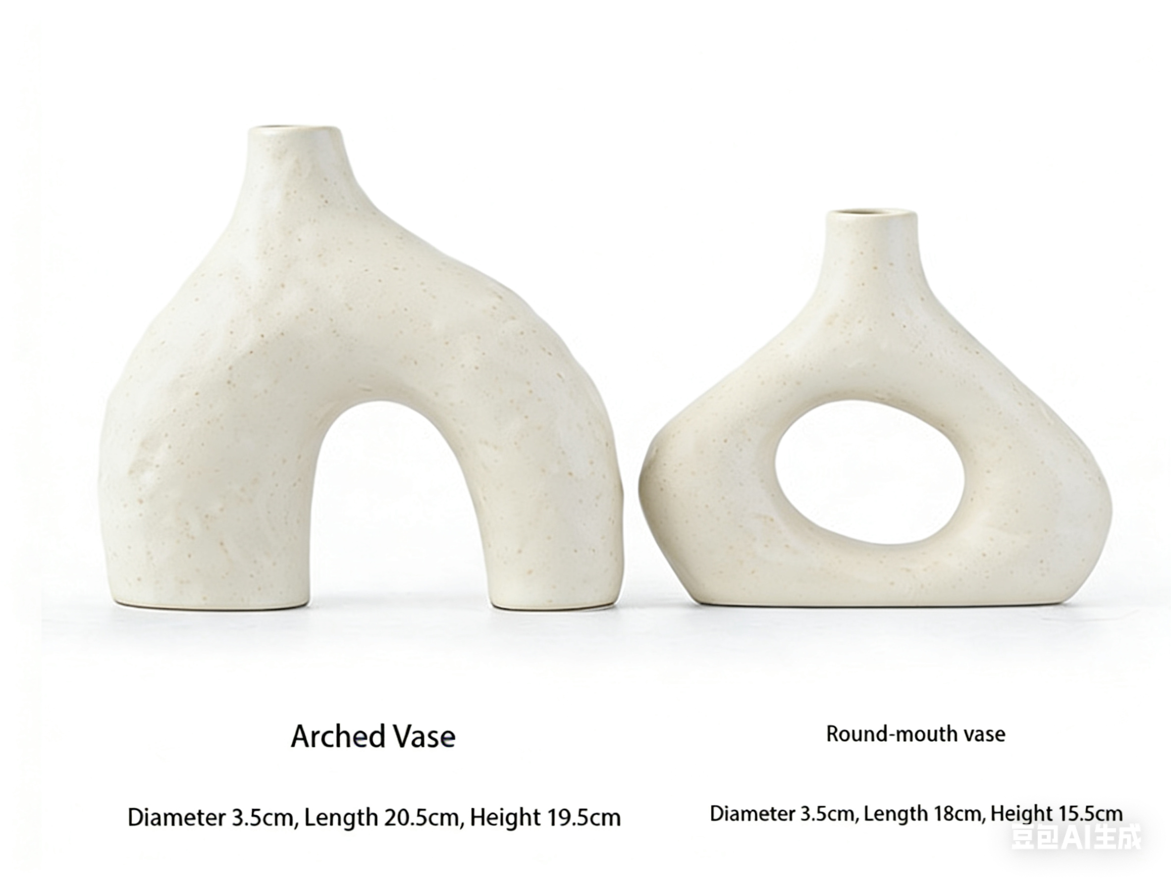 Minimalist Ceramic Vase Set (2-Piece): Modern Home Decor for Flower Arrangements (White) | Black Version Available In-Store — image 2