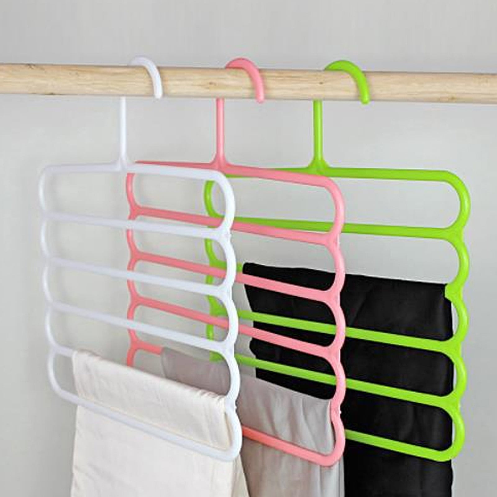 Pants Hanger5 Tier Hanger Non Slip Clothes Hanger for Closet Organizer Space Saving Hangers for Pants Jeans Scarf Trouser Tie Towel Clothes, Multifunctional — image 6