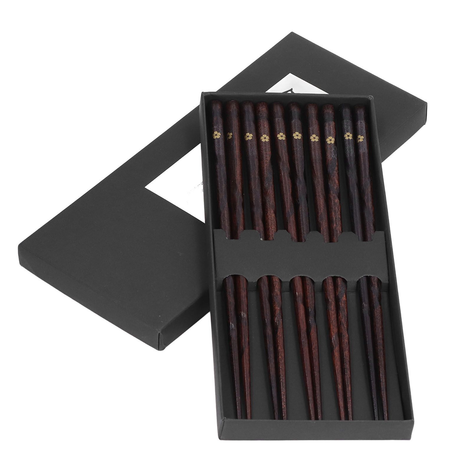 5 Pair Japanese Style Wooden Chopsticks Golden Printed Flowers Reusable Traditional Stylish Gift for Family Friends — image 2