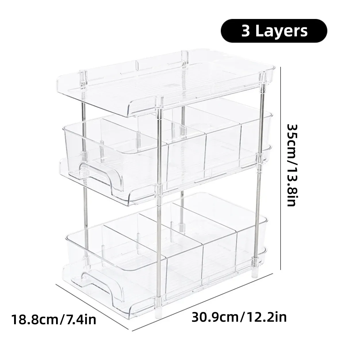 3 Layer Transparent Storage Rack Multi Functional Organizer Shelf Clear for Home โ image 3