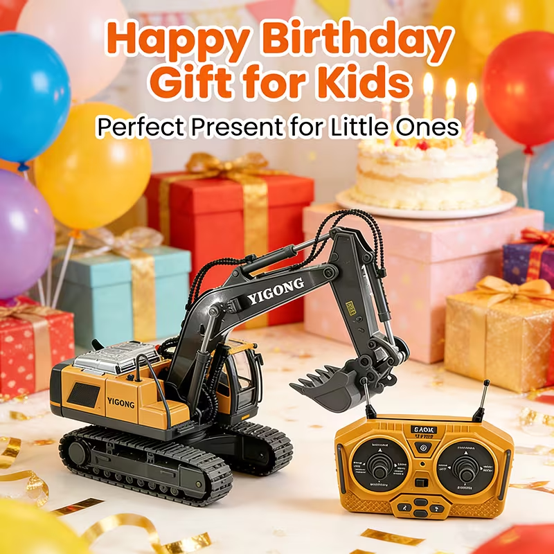 2.4G Remote Control Excavator Alloy Excavator Model Engineering Car Remote Control Car Boy Girl Unlimited Rotation - Larger 1/18 Scale Remote Control Excavator — image 4
