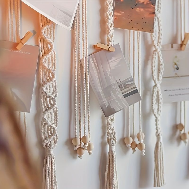 1pc Bohemian Tassel Photo Wall Hanging Clip, Photo Frame Display for Bedroom, Dorm & Living Room Decor with 20 Clips Tassel Photo Wall — image 5