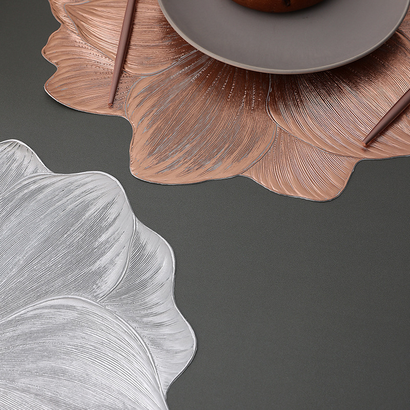 Rose Gold PVC Gold Foil Bottom Heat-Resistant Table Mats, Set of 8, Non-Slip, Waterproof Dining Placemats for Western Cuisine โ image 3