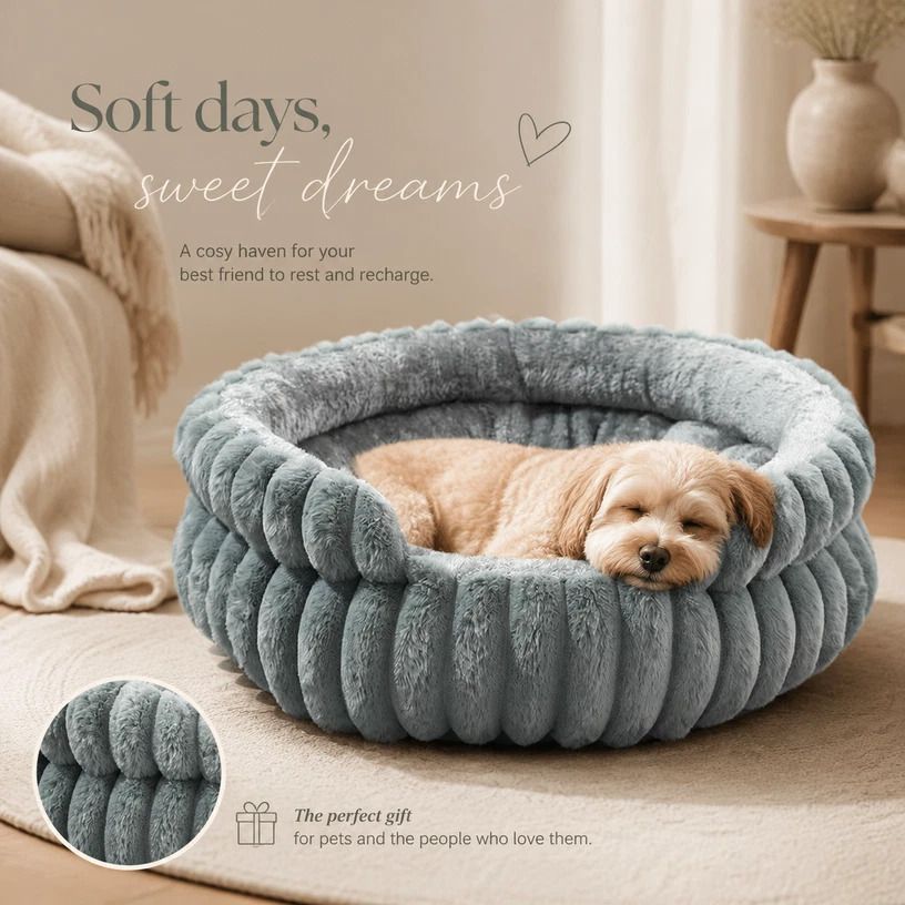 Notch Version Round Bed - Grey, Size M: 50ร50ร15cm