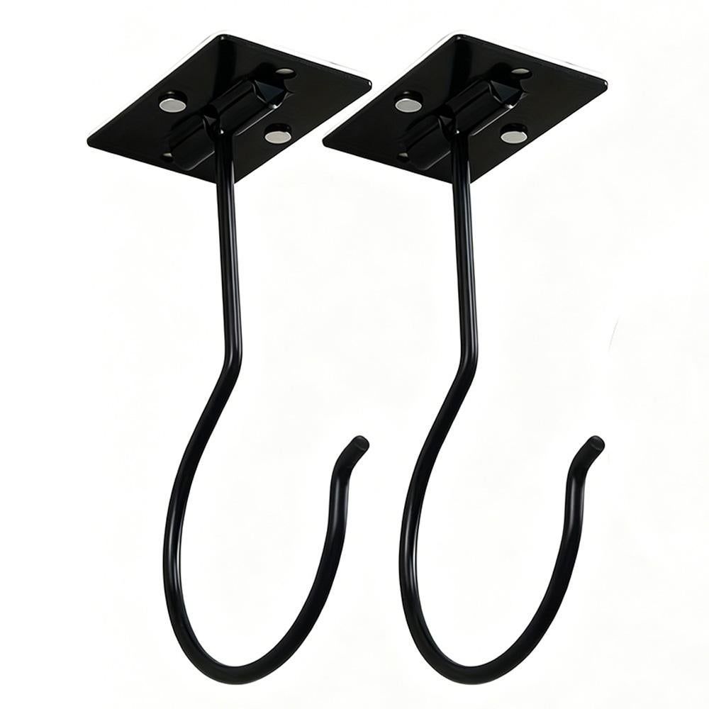 2 Pcs Self Adhesive Foldable Banana Hook for Under Cabinet Metal Holder for Kitchen - Black โ image 2