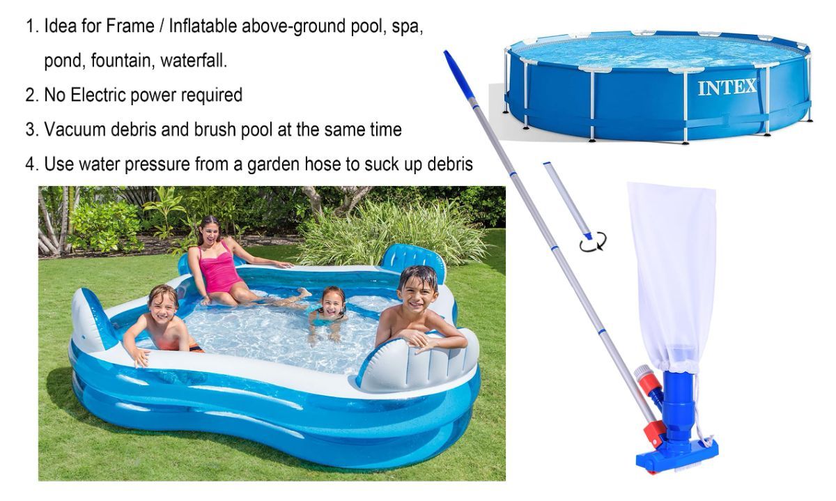 Jet Vacuum W/ 6 Section Poles of 57" for Frame Aboveground/Inflatable Pool Spa, No Electric Power Needed — image 3