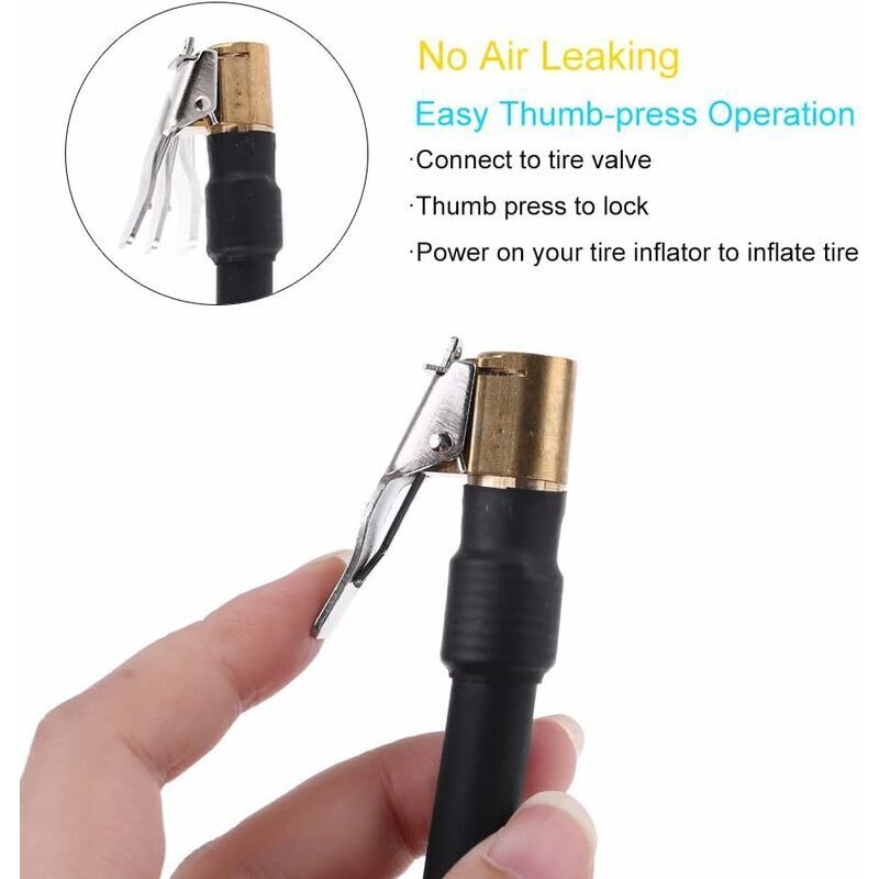 Tire Inflator Hose 20Cm Black Flexible Air Inflator Tire Air Hose With 2 Inflator Pump Hose Adapter For Inflating Car โ image 4