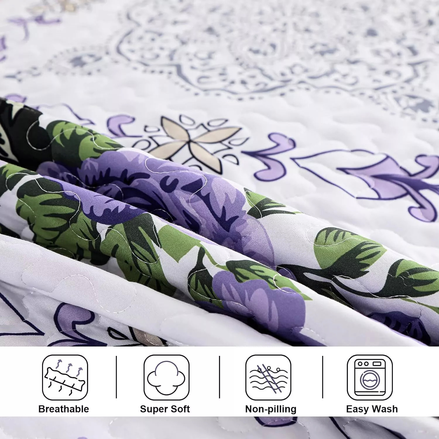 Kaleidoscopic Quilted coverlet and pillowcovers set: Burst of Colors - Queen size โ image 4