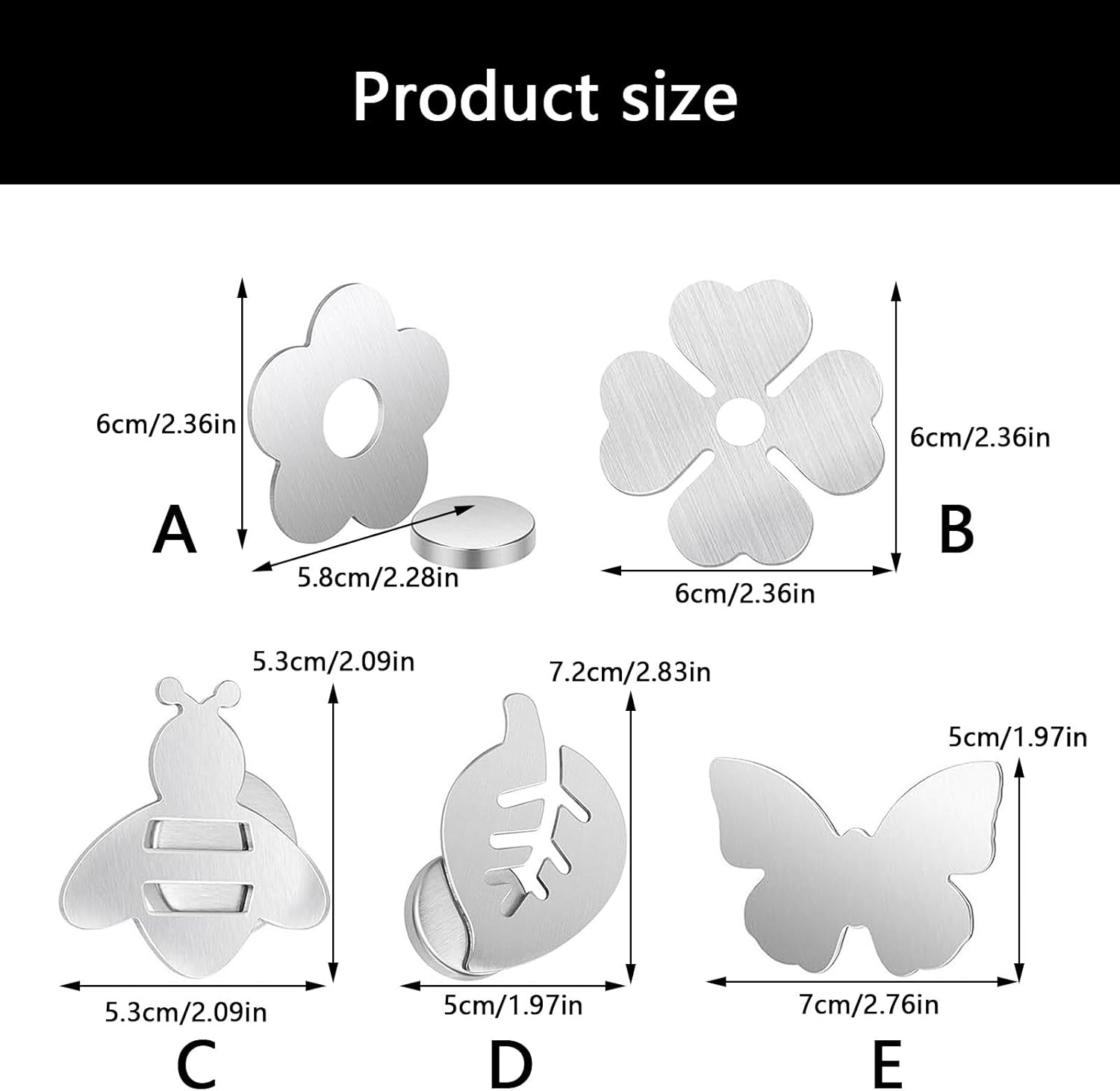 8 Pieces Magnetic Tablecloth Weights with Flower Design for Outdoor Dining, Windproof Stainless Steel Clips for Picnic Table Covers, Silver — image 2