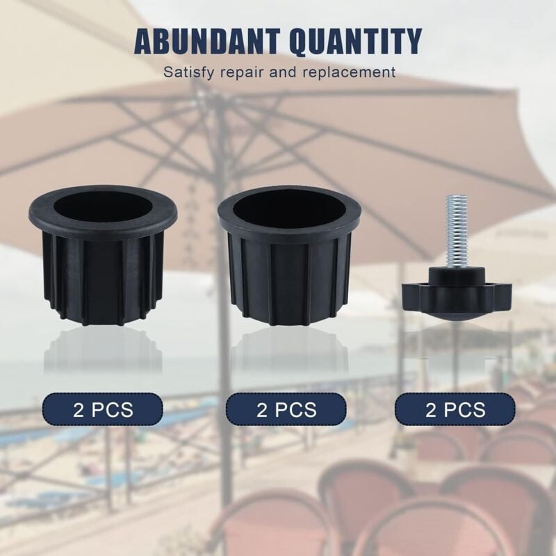 6-Piece Balcony Parasol Accessory Set Black - 4 Umbrella Hole Rings and 2 Hand Screws - Compatible with Outdoor Tables and Terraces โ image 3