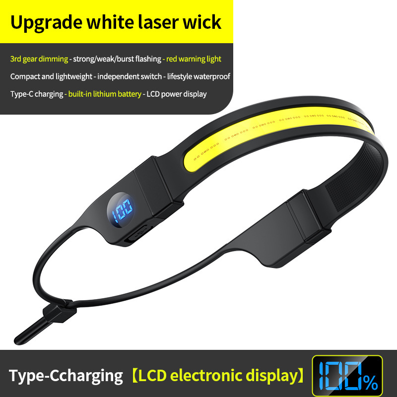 Rechargeable LED Headlamp with 230 Degree Wide Beam, 500 Lumens, Digital Battery Display and Adjustable Strap, Black and Yellow — image 2
